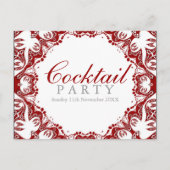 Carte Postale Invitation au cocktail Esprit Batik Rouge Blanc (Devant)