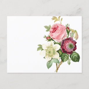 Carte postale invitation aux fleurs vintages