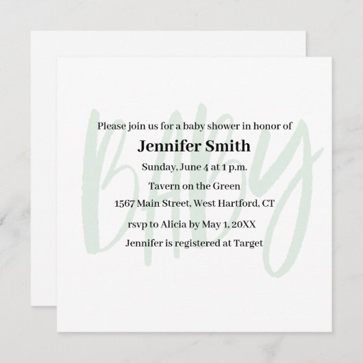 Carte postale INVITATION baby shower (Devant / Derrière)