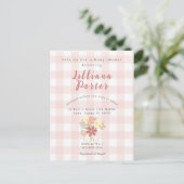 Carte postale Invitation Baby shower à fleurs rose (Debout devant)