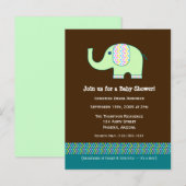 Carte Postale Invitation Baby shower bébé éléphant (Devant / Derrière)