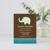 Carte Postale Invitation Baby shower bébé éléphant (Debout devant)