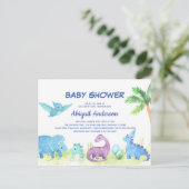 Carte postale Invitation Baby shower Cute Dinosaur (Debout devant)