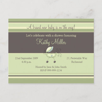 Carte Postale Invitation Baby shower de bandes