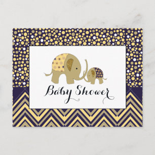 Carte Postale Invitation Baby shower de Bohemian Elephant & Chev