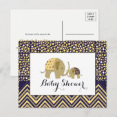 Carte Postale Invitation Baby shower de Bohemian Elephant & Chev (Devant / Derrière)