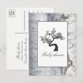 Carte Postale Invitation Baby shower de bouleau argenté rustique (Devant / Derrière)