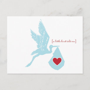Carte postale Invitation Baby shower de cigogne bl