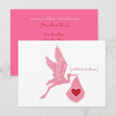 Carte postale Invitation Baby shower de cigogne ro (Devant / Derrière)