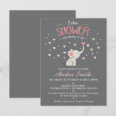 Carte Postale Invitation Baby shower de fille éléphante (Devant / Derrière)
