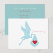 Carte postale Invitation Baby shower de la cigogne (Devant / Derrière)