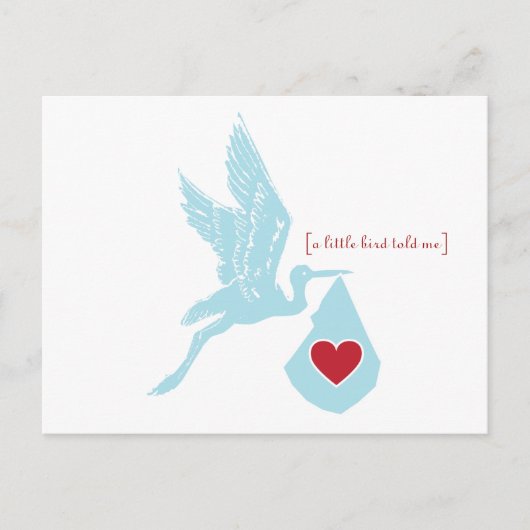 Carte postale Invitation Baby shower de la cigogne (Devant)