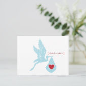 Carte postale Invitation Baby shower de la cigogne (Debout devant)