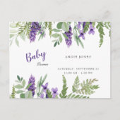 Carte Postale Invitation Baby shower de la lavande de feuillage  (Devant)