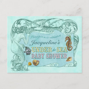 Carte postale Invitation Baby shower de mer