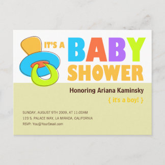 Carte Postale Invitation Baby shower de Pacifier