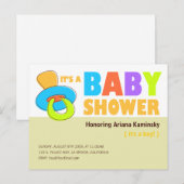 Carte Postale Invitation Baby shower de Pacifier (Devant / Derrière)