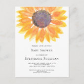 Carte postale Invitation Baby shower de tournesol (Devant)