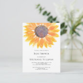 Carte postale Invitation Baby shower de tournesol (Debout devant)