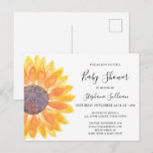 Carte postale Invitation Baby shower de tournesol  (Devant / Derrière)