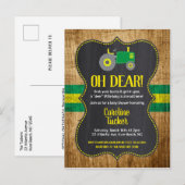 Carte postale Invitation Baby shower de tracteur v (Devant / Derrière)