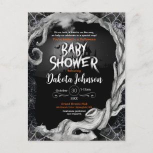 Carte Postale Invitation Baby shower d'Halloween noir