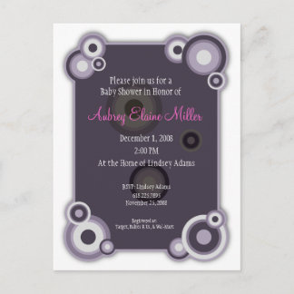 Carte Postale Invitation Baby shower du cercle de violet