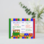Carte Postale Invitation Baby shower du train Choo Choo (Debout devant)
