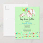 Carte Postale Invitation Baby shower Elephant Par Courrier (Devant / Derrière)