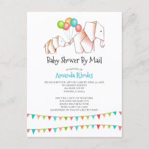 Carte Postale Invitation Baby shower Éléphant Par Mail White