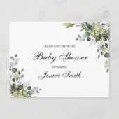 Carte postale Invitation Baby shower Eucalyptus (Devant)