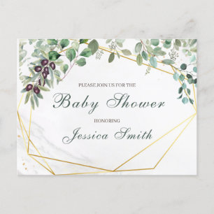 Carte postale Invitation Baby shower Eucalyptus