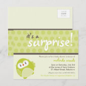 Carte Postale INVITATION baby shower :: hibou surprise 2 (Devant / Derrière)