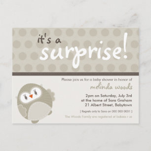 Carte Postale INVITATION baby shower :: hibou surprise 6