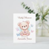 Carte postale Invitation Baby shower Ours Cute (Debout devant)
