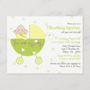 Carte Postale Invitation baby shower pour le transport inconnu p