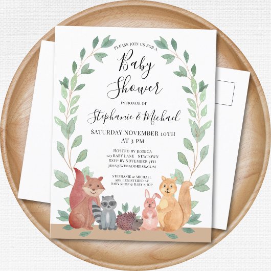 Carte postale Invitation Baby shower pour les coup