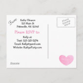 Carte postale Invitation Baby shower rose et noir (Dos)