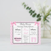 Carte postale Invitation Baby shower rose et noir (Debout devant)