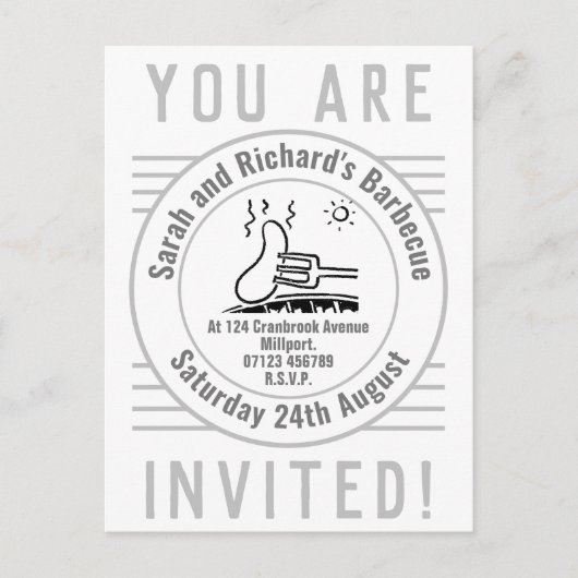 Carte postale Invitation Barbecue Garden Party (Devant)