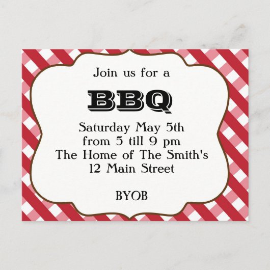 Carte Postale Invitation BBQ (Devant)