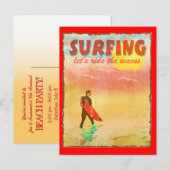 Carte Postale Invitation Beach Party (Surf) (Devant / Derrière)