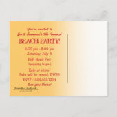 Carte Postale Invitation Beach Party (Surf) (Dos)