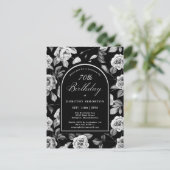 Carte postale Invitation Black White Floral 70e an (Debout devant)