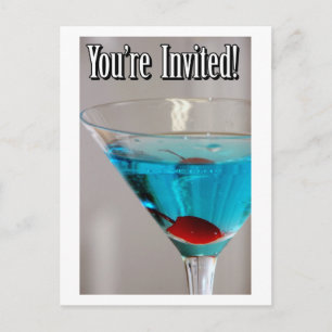 Carte postale Invitation Blue Martini