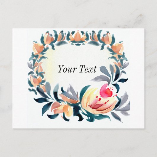 Carte postale Invitation Cadre Fleur Coloré (Devant)