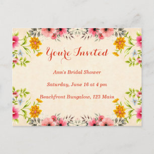 Carte postale Invitation Cadre Floral vintage