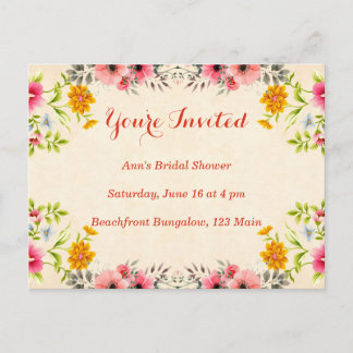 Carte postale Invitation Cadre Floral vintage