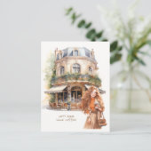 Carte postale Invitation Café (Debout devant)