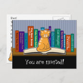 Carte postale Invitation Chat and Books (Devant / Derrière)